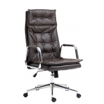 Poltrona sedia ufficio girevole regolabile HLO-CP77 metallo cromato vera pelle marrone