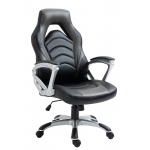 Poltrona sedia ufficio girevole regolabile gaming sportivo HLO-CP43 ecopelle nero e grigio