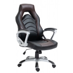 Poltrona sedia ufficio girevole regolabile gaming sportivo HLO-CP43 ecopelle nero e marrone