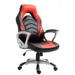 Poltrona sedia ufficio girevole regolabile gaming sportivo HLO-CP43 ecopelle nero e rosso