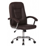 Poltrona sedia ufficio girevole regolabile HLO-CP110 metallo cromato ecopelle marrone