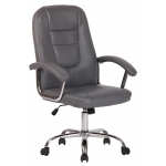 Poltrona sedia ufficio girevole regolabile HLO-CP110 metallo cromato ecopelle grigio