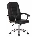 Poltrona sedia ufficio girevole regolabile HLO-CP110 metallo cromato ecopelle nero