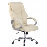 Poltrona sedia ufficio girevole regolabile HLO-CP12 ecopelle design moderno 65x64x118-128cm avorio