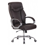 Poltrona sedia ufficio girevole regolabile HLO-CP12 ecopelle design moderno 65x64x118-128cm marrone