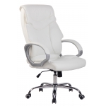 Poltrona sedia ufficio girevole regolabile HLO-CP12 ecopelle design moderno 65x64x118-128cm bianco