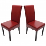 Set 2x sedie Novara II pelle sala da pranzo 60x41x99cm rosso piedi scuri