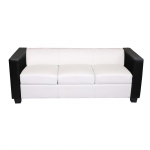 Serie Lille M65 divano sofa 3 posti 75x191x70cm ecopelle pelle bianco nero
