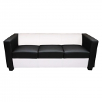 Divano sofa 3 posti lounge moderno elegante serie Lille M65 75x191x70cm pelle ecopelle nero e bianco