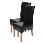 Set 2x sedie Latina pelle per sala da pranzo nero gambe chiare