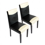 Set 2x sedie Littau ecopelle soggiorno cucina sala da pranzo 56x43x90cm nero e bianco piedi scuri