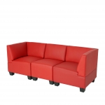 Sistema modulare Lione N71 salotto ecopelle divano 3 posti alto rosso