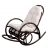 Sedia a dondolo classica elegante HWC-C40 139x58x110cm legno seduta poliestere cotone cuscino bianco