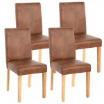 Set 4x sedie Littau tessuto soggiorno cucina sala da pranzo effetto scamosciato 56x43x90cm piedi chiari