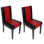 Set 2x sedie Littau ecopelle soggiorno cucina sala da pranzo 56x43x90cm nero e rosso piedi scuri