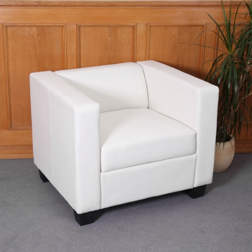 Poltrona sofa lounge moderno elegante serie Lille M65 75x86x70cm ecopelle bianco