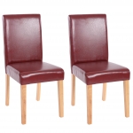 Set 2x sedie Littau ecopelle opaca soggiorno cucina sala da pranzo 56x43x90cm rosso piedi chiari