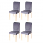 Set 4x sedie Littau velluto per sala da pranzo 43x56x90cm grigio piedi chiari