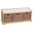 Panca cassettiera contenitore 3 ceste multiuso con cuscino legno 37x112x46cm legno chiaro