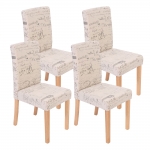 Set 4x sedie Littau tessuto soggiorno cucina sala da pranzo 43x56x90cm scritte piedi chiari