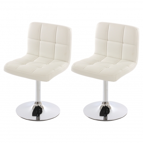 Set 2x sedie lounge girevole elegante imbottita Kavala ecopelle 49x45x80cm bianco
