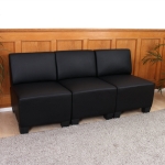 Sistema modulare Lione N71 salotto ecopelle divano 3 posti senza braccioli nero
