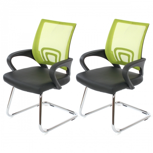 Set 2x sedie ufficio studio sala attesa Ancona 59x57x92cm ecopelle tessuto traspirante verde