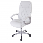 Poltrona sedia ufficio girevole regolabile L42 XXL ecopelle design moderno 77x68x116-125cm bianco