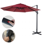 Ombrellone parasole decentrato HWC-A96 rotondo 3,5m bordeaux girevole senza base