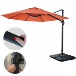 Ombrellone parasole decentrato HWC-A96 rotondo 3m arancio con base