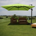 Ombrellone parasole decentrato HWC-A96 3x3m verde con base