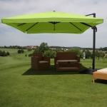 Ombrellone parasole decentrato HWC-A96 3x3m alluminio con volante verde con base