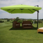 Ombrellone parasole decentrato HWC-A96 3x3m alluminio con volante verde girevole senza base