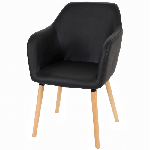 Serie Malmoe sedia sala da pranzo T381 legno massiccio ~ ecopelle nero
