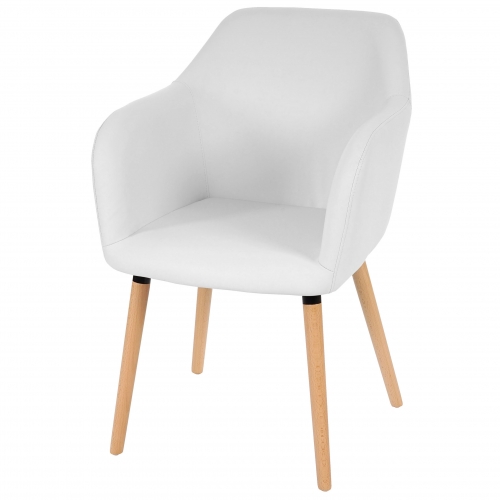 Serie Malmoe sedia sala da pranzo T381 legno massiccio ~ ecopelle bianco
