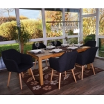 Serie Malmoe 6x sedie sala da pranzo T381 legno massiccio ~ tessuto grigio scuro