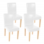 Set 4x sedie Littau pelle soggiorno cucina sala da pranzo 43x56x90cm bianco piedi chiari