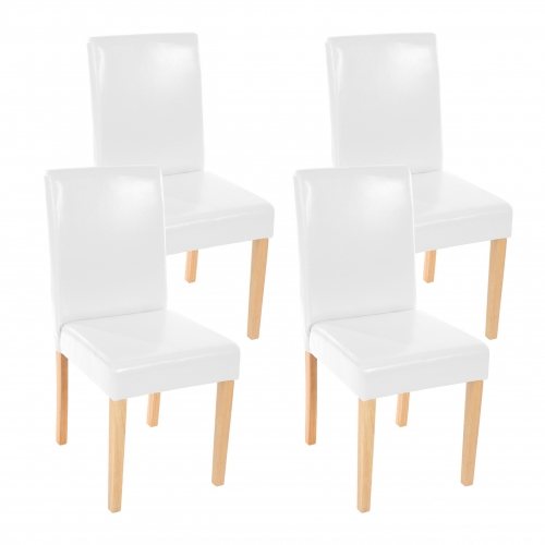 Set 4x sedie Littau pelle soggiorno cucina sala da pranzo 43x56x90cm bianco piedi chiari