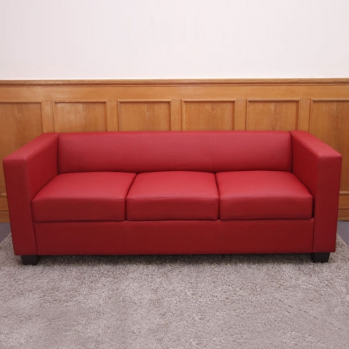 Divano sofa 3 posti lounge moderno elegante serie Lille M65 75x191x70cm ecopelle rosso