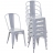 Set 6x sedie bar bistrot impilabili design industriale HWC-A73 metallo verniciato grigio