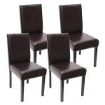 Set 4x sedie Littau ecopelle soggiorno cucina sala da pranzo 43x56x90cm marrone piedi scuri