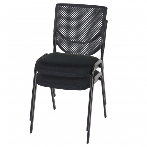 Set 2x sedie ufficio conferenza impilabili T401 tessuto struttura nera colore nero