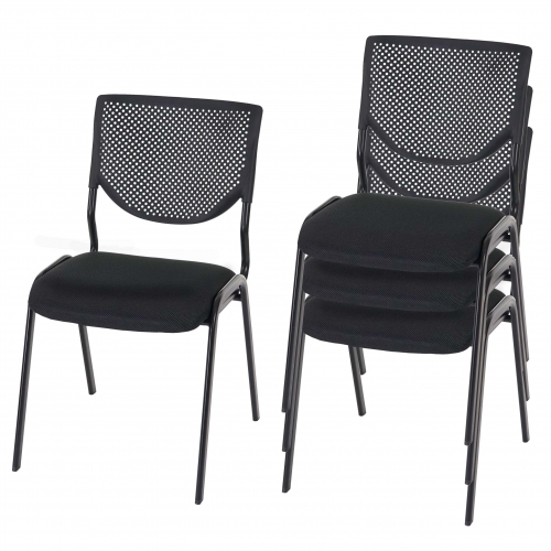 Set 4x sedie ufficio conferenza impilabili T401 tessuto struttura nera colore nero