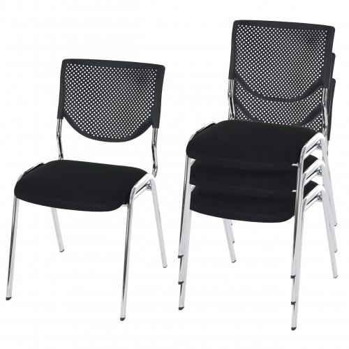 Set 4x sedie ufficio conferenza impilabili T401 tessuto struttura cromo colore nero