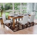 Set 6x sedie Littau ecopelle opaca soggiorno cucina sala da pranzo 56x43x90cm bianco piedi scuri