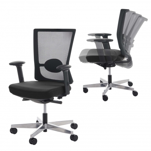Poltrona sedia ufficio girevole regolabile MERRYFAIR Forte alluminio tessuto senza poggiatesta nero