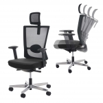 Poltrona sedia ufficio girevole regolabile MERRYFAIR Forte alluminio tessuto con poggiatesta nero