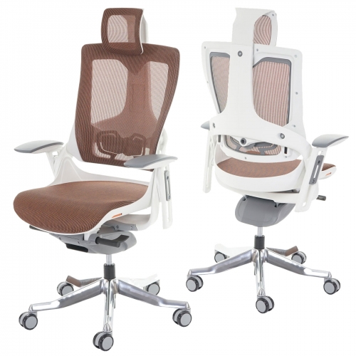 Poltrona sedia ufficio girevole regolabile MERRYFAIR Wau 2 ergonomica poggiatesta alluminio tessuto bianco terracotta