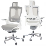 Poltrona sedia ufficio girevole regolabile MERRYFAIR Wau 2 ergonomica poggiatesta alluminio tessuto bianco grigio