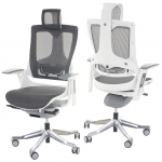 Poltrona sedia ufficio girevole regolabile MERRYFAIR Wau 2 ergonomica poggiatesta alluminio tessuto bianco nero grigio